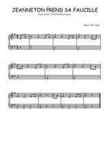 Téléchargez l'arrangement pour piano de la partition de Jeanneton prend sa faucille en PDF